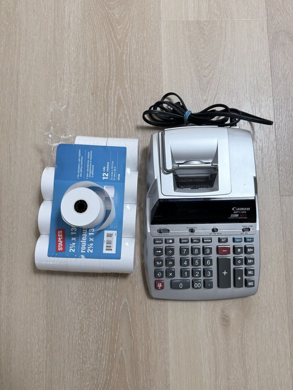 Canon MP11DX Printing Calculator 12-Digit 2-Color Ink + 12 Paper Rolls Working